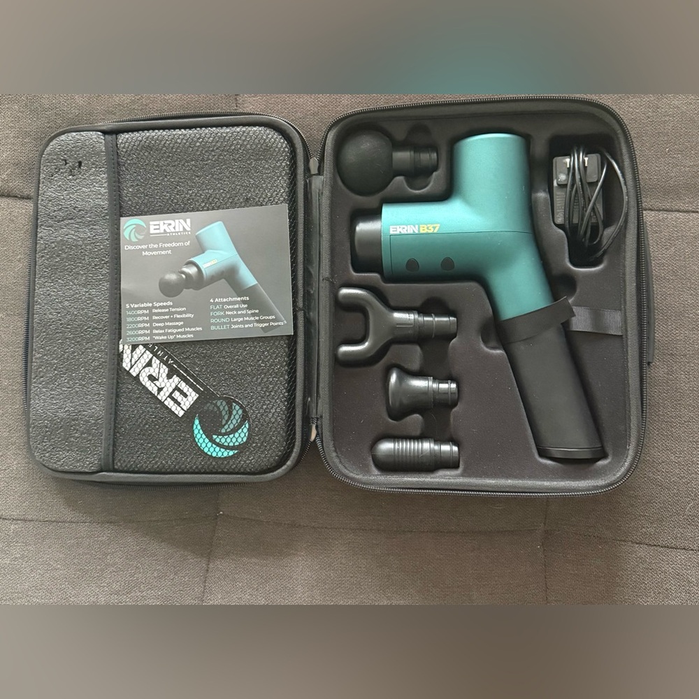 EKRIN B37 Percussion Massage Gun in Teal and Black